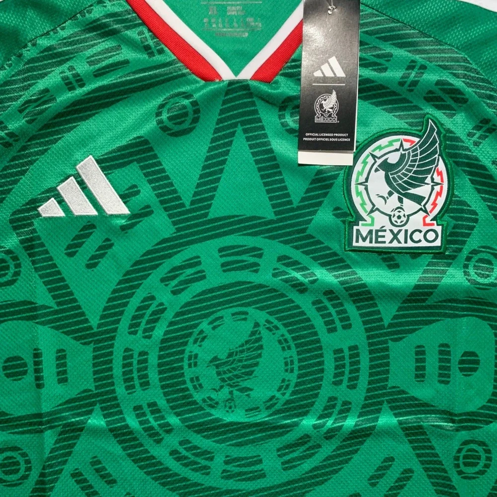Adidas Mexico Soccer Jersey Mens XL Green New Aztec Graphic Slim Fit Shirt